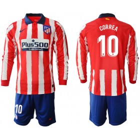 Camisolas de futebol Atlético Madrid Angel Correa 10 Criança Equipamento Principal 2020/21 Manga Comprida